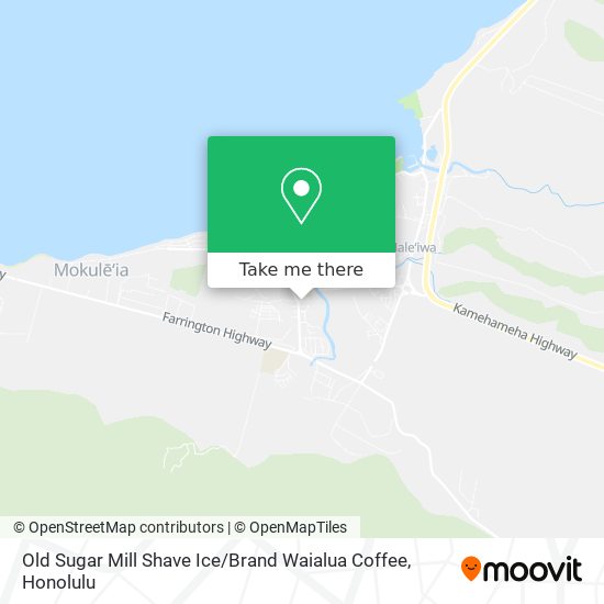 Old Sugar Mill Shave Ice / Brand Waialua Coffee map