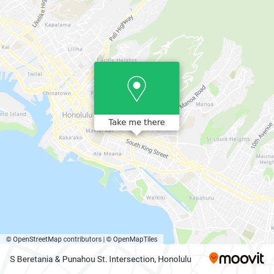 S Beretania & Punahou St. Intersection map