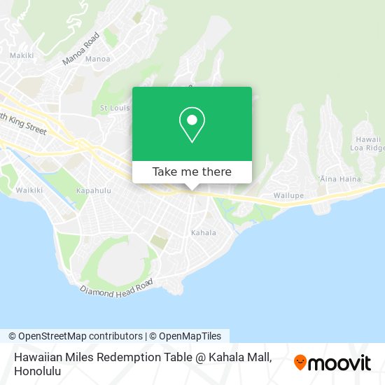 Mapa de Hawaiian Miles Redemption Table @ Kahala Mall