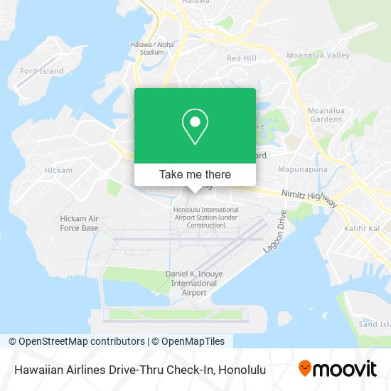 Mapa de Hawaiian Airlines Drive-Thru Check-In