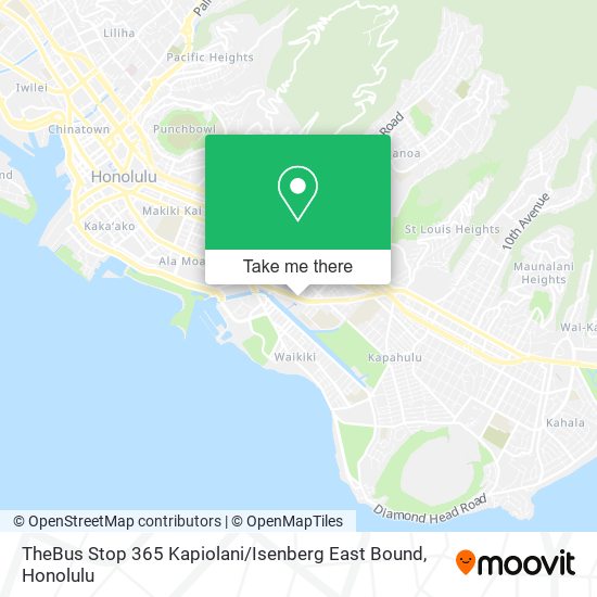 Mapa de TheBus Stop 365 Kapiolani / Isenberg East Bound