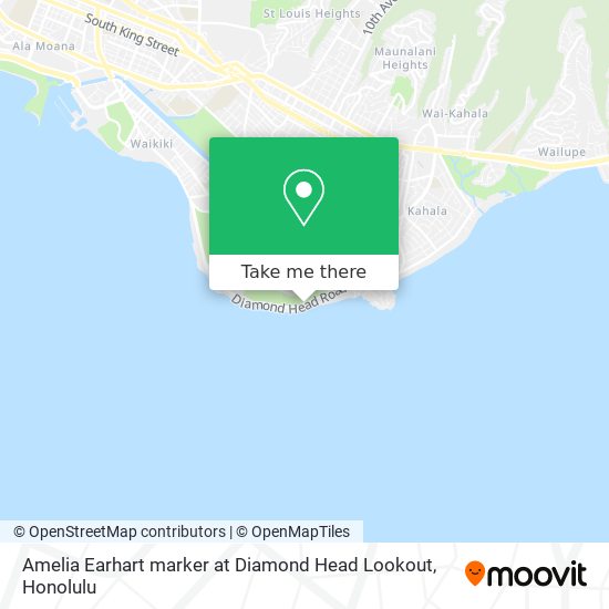 Amelia Earhart marker at Diamond Head Lookout map
