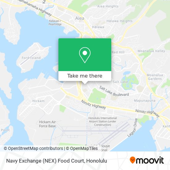 How to get to Navy Exchange (NEX) Food Court in Urban Honolulu by Bus?