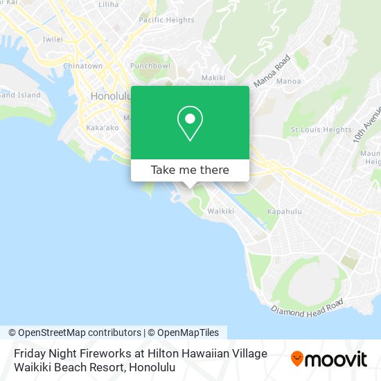 Friday Night Fireworks at Hilton Hawaiian Village Waikiki Beach Resort map