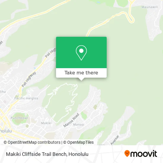 Makiki Cliffside Trail Bench map