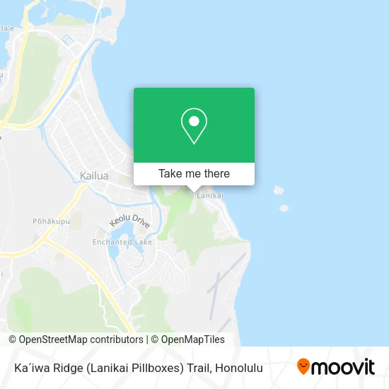 Mapa de Kaʻiwa Ridge (Lanikai Pillboxes) Trail