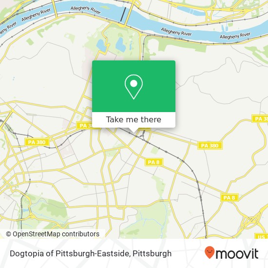 Mapa de Dogtopia of Pittsburgh-Eastside