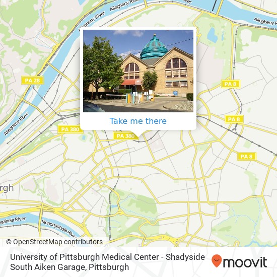 Mapa de University of Pittsburgh Medical Center - Shadyside South Aiken Garage