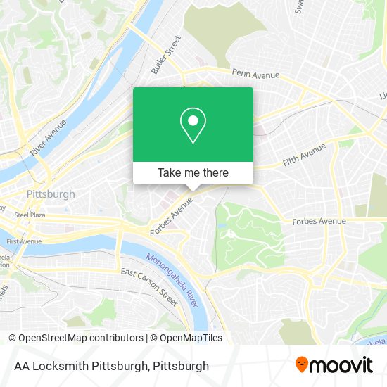 AA Locksmith Pittsburgh map