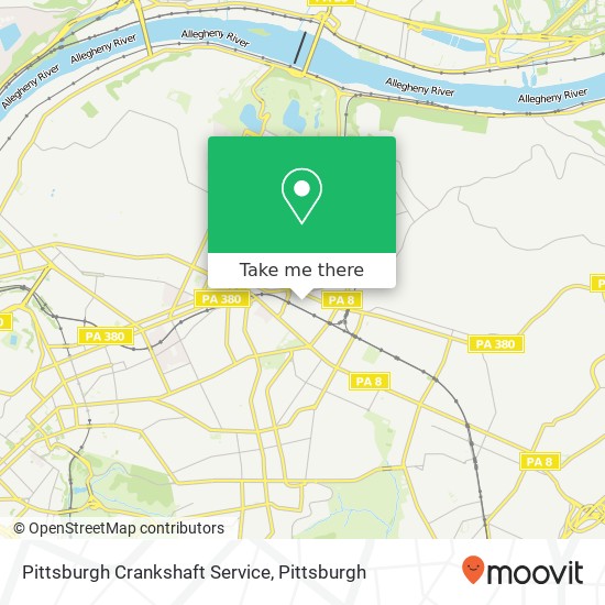 Mapa de Pittsburgh Crankshaft Service