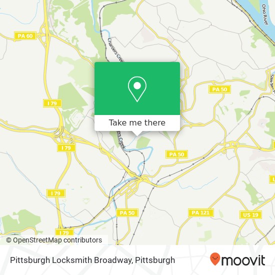 Mapa de Pittsburgh Locksmith Broadway