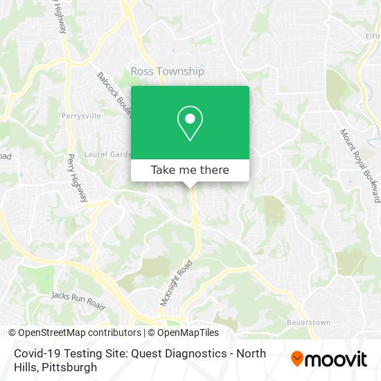Covid-19 Testing Site: Quest Diagnostics - North Hills map