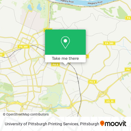 University of Pittsburgh Printing Services map