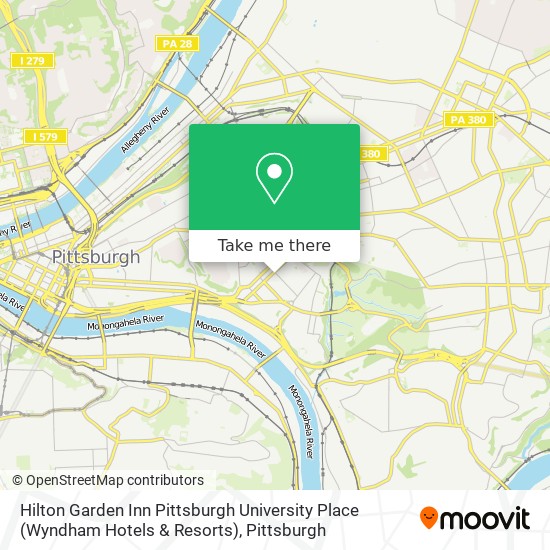 Mapa de Hilton Garden Inn Pittsburgh University Place (Wyndham Hotels & Resorts)