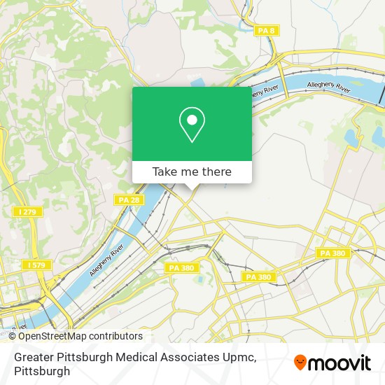 Greater Pittsburgh Medical Associates Upmc map