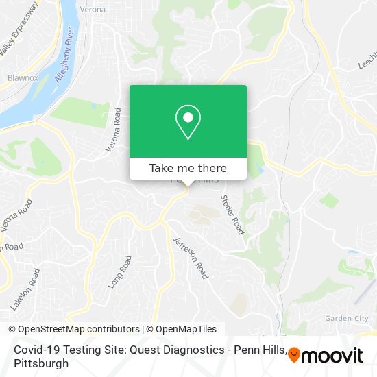 Mapa de Covid-19 Testing Site: Quest Diagnostics - Penn Hills