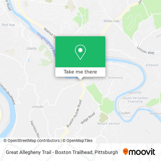 Mapa de Great Allegheny Trail - Boston Trailhead