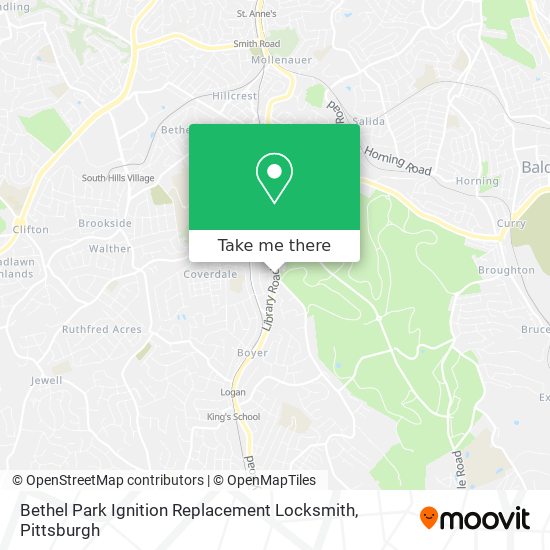 Bethel Park Ignition Replacement Locksmith map