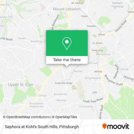 Mapa de Sephora at Kohl's South Hills