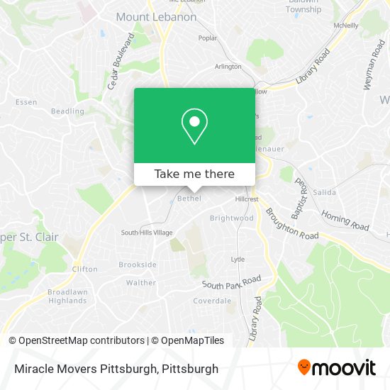 Mapa de Miracle Movers Pittsburgh