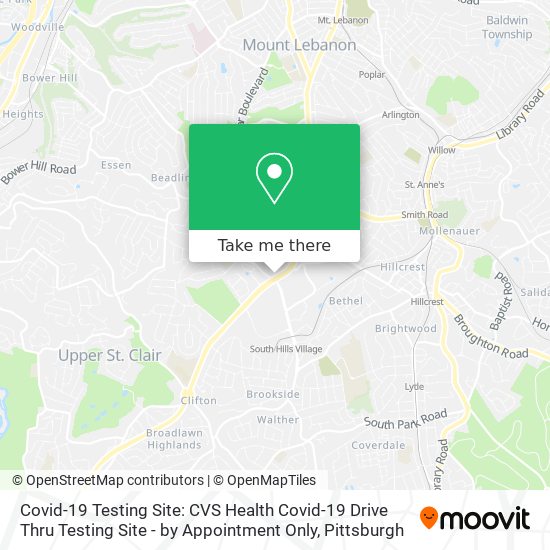 Mapa de Covid-19 Testing Site: CVS Health Covid-19 Drive Thru Testing Site - by Appointment Only