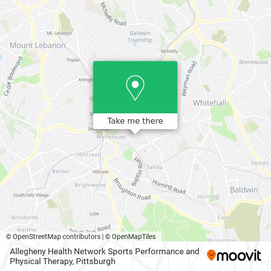 Allegheny Health Network Sports Performance and Physical Therapy map