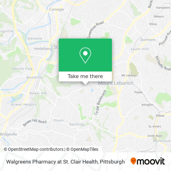 Mapa de Walgreens Pharmacy at St. Clair Health