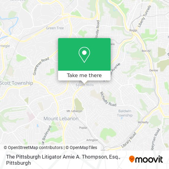 Mapa de The Pittsburgh Litigator Amie A. Thompson, Esq.