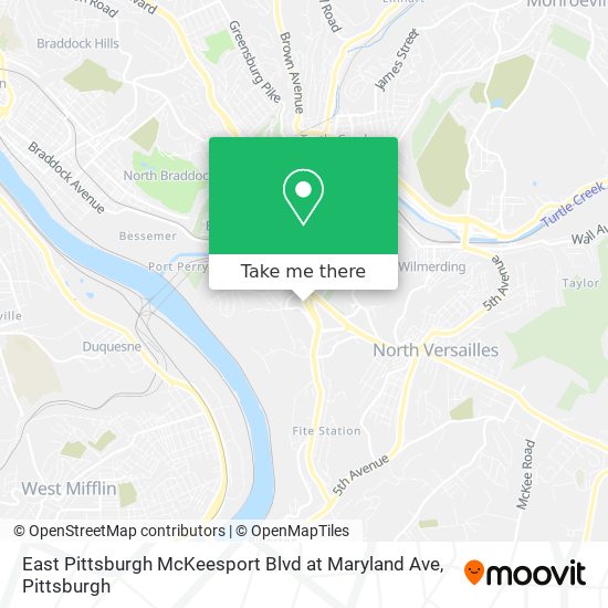 East Pittsburgh McKeesport Blvd at Maryland Ave map