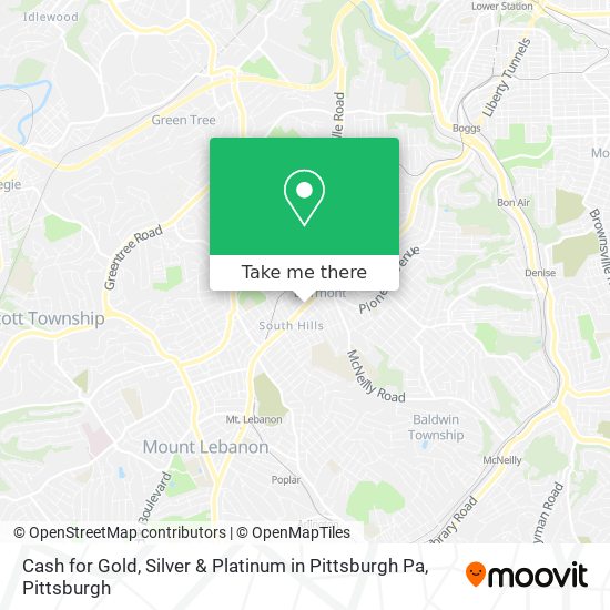 Cash for Gold, Silver & Platinum in Pittsburgh Pa map