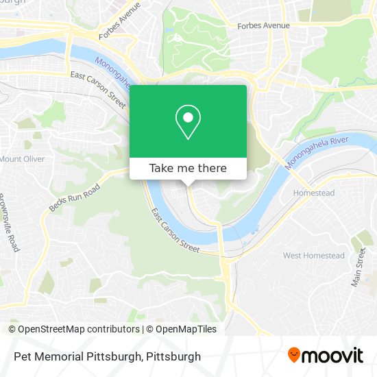 Pet Memorial Pittsburgh map