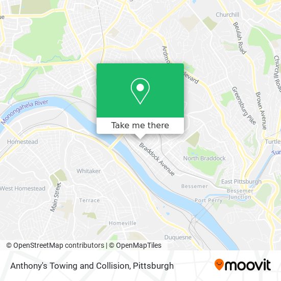 Anthony's Towing and Collision map