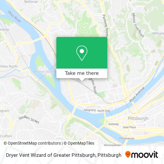 Dryer Vent Wizard of Greater Pittsburgh map