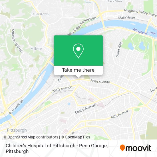 Children's Hospital of Pittsburgh - Penn Garage map