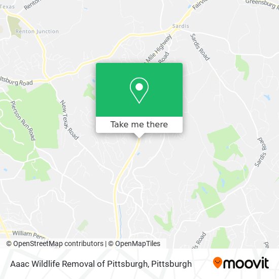 Aaac Wildlife Removal of Pittsburgh map