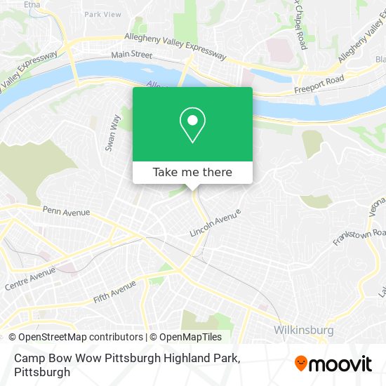 Mapa de Camp Bow Wow Pittsburgh Highland Park