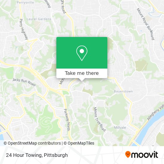 24 Hour Towing map