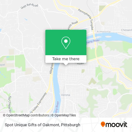 Mapa de Spot Unique Gifts of Oakmont