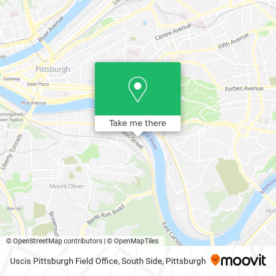Mapa de Uscis Pittsburgh Field Office, South Side