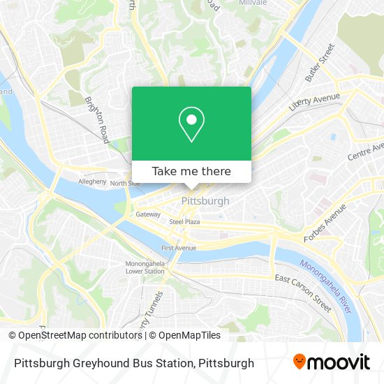 Mapa de Pittsburgh Greyhound Bus Station