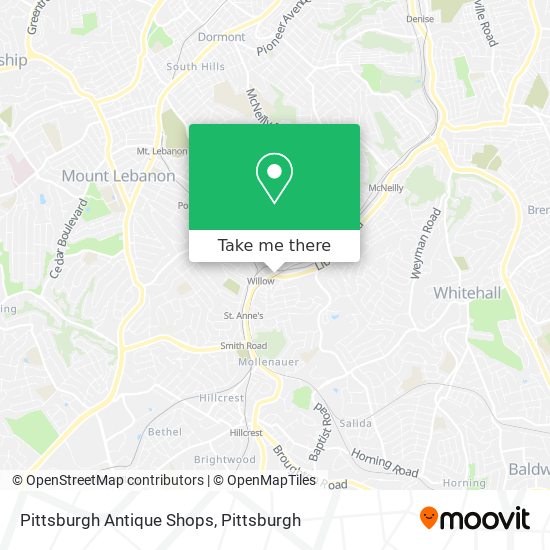 Pittsburgh Antique Shops map