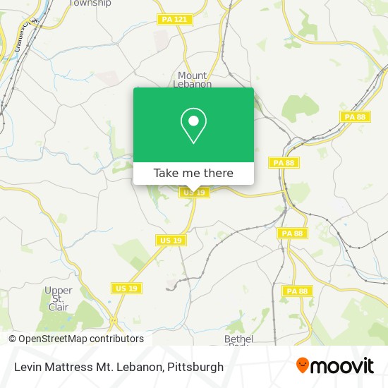 Levin Mattress Mt. Lebanon map