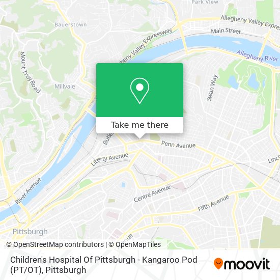Children's Hospital Of Pittsburgh - Kangaroo Pod (PT / OT) map