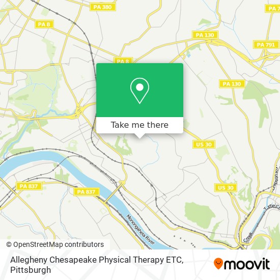 Allegheny Chesapeake Physical Therapy ETC map