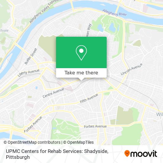 UPMC Centers for Rehab Services: Shadyside map