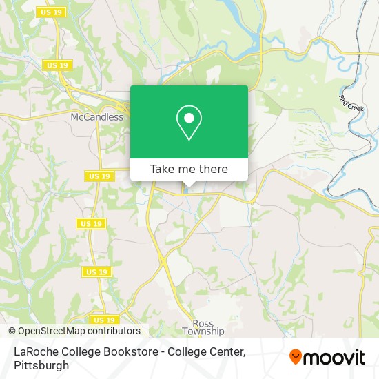 LaRoche College Bookstore - College Center map