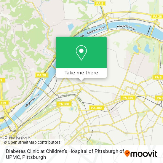 Mapa de Diabetes Clinic at Children's Hospital of Pittsburgh of UPMC