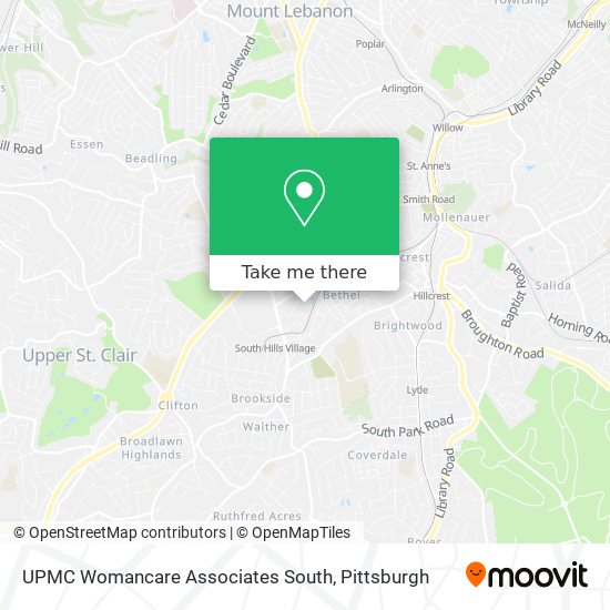 UPMC Womancare Associates South map