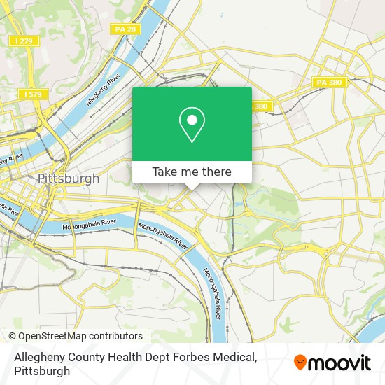 Allegheny County Health Dept Forbes Medical map