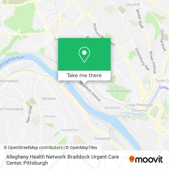 Allegheny Health Network Braddock Urgent Care Center map